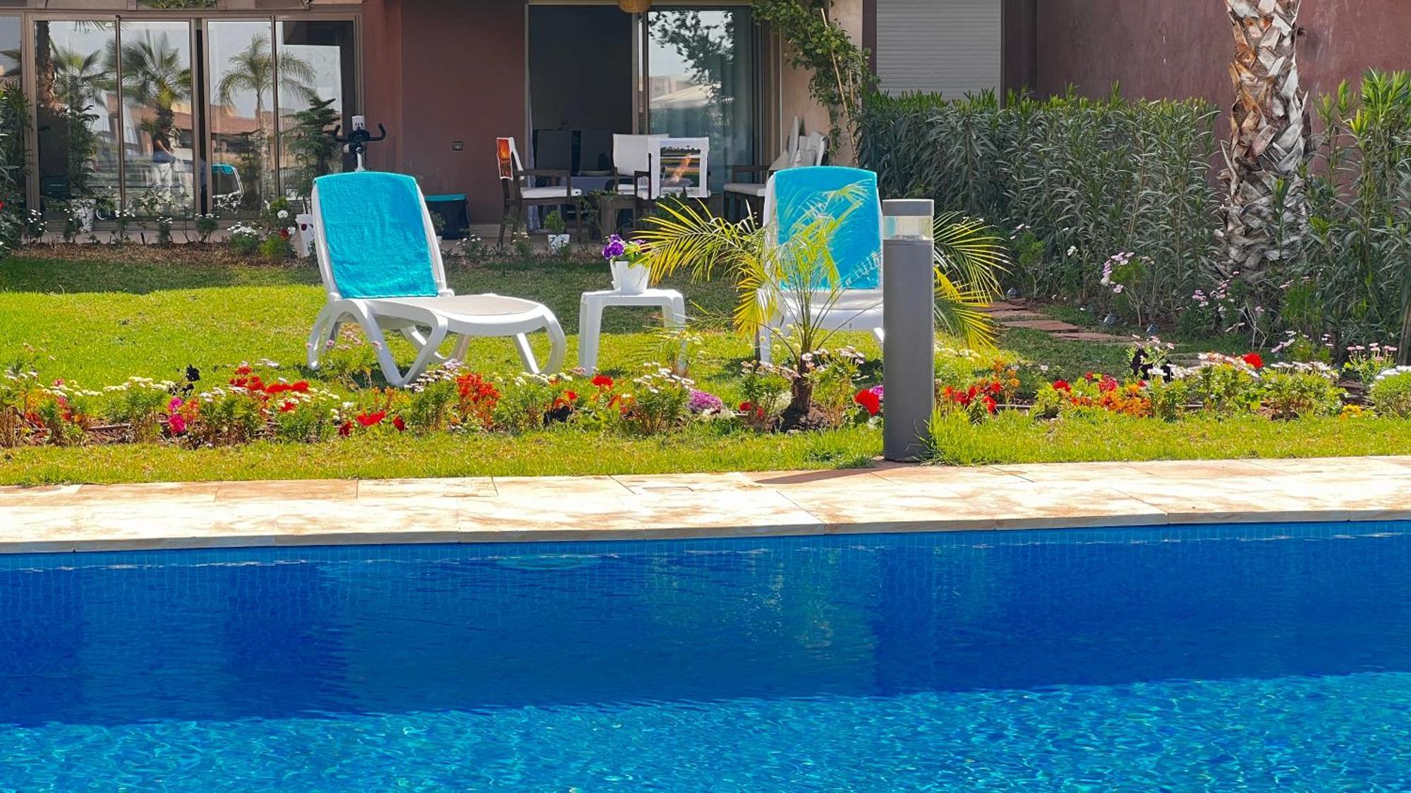 מרקש Appartement De Luxe Avec Jardin Vue Sur La Piscine Golf Securise 24H Sur 24 A 5 Minutes De L Aeroport מראה חיצוני תמונה
