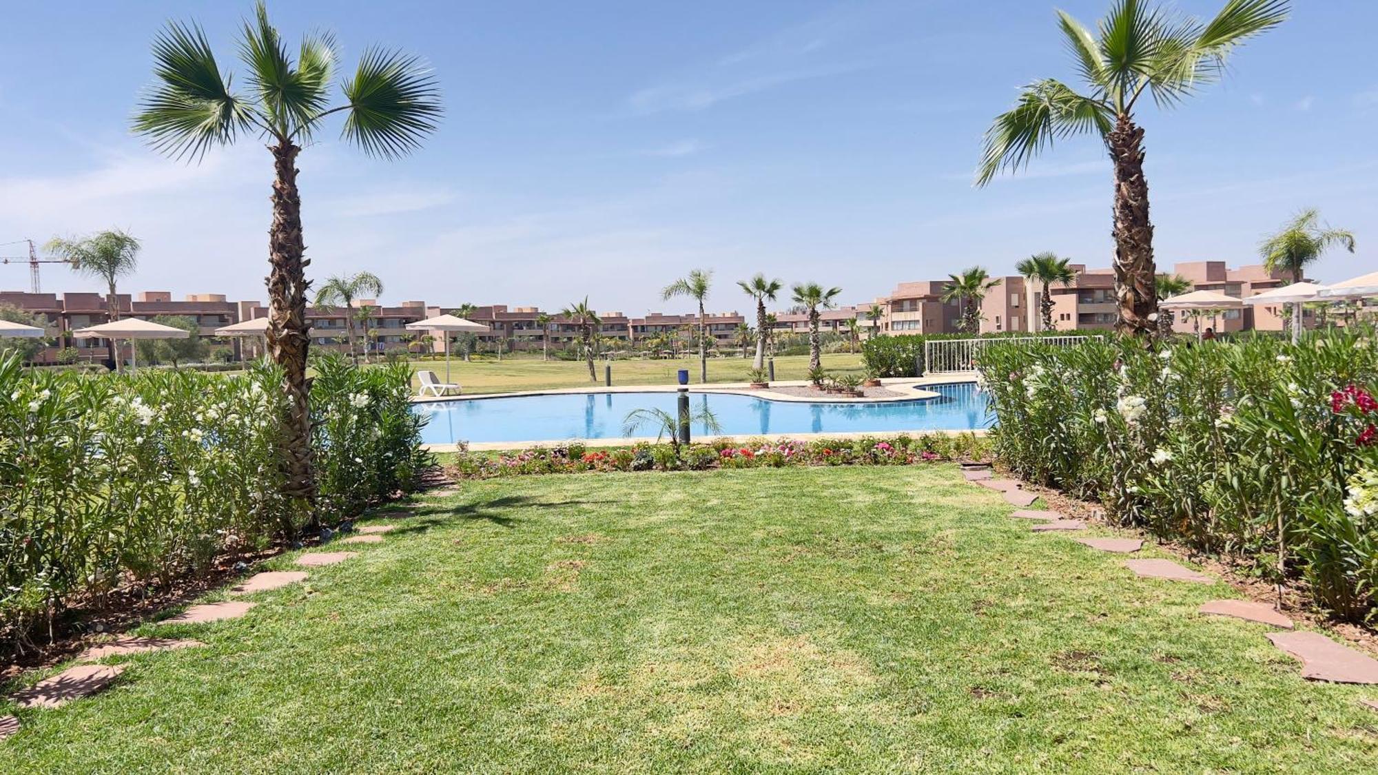 מרקש Appartement De Luxe Avec Jardin Vue Sur La Piscine Golf Securise 24H Sur 24 A 5 Minutes De L Aeroport מראה חיצוני תמונה